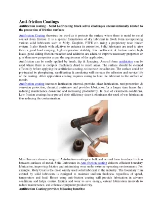 Anti-friction Coatings