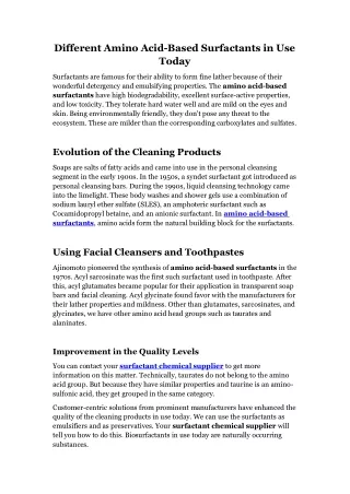 different amino acid based surfactants