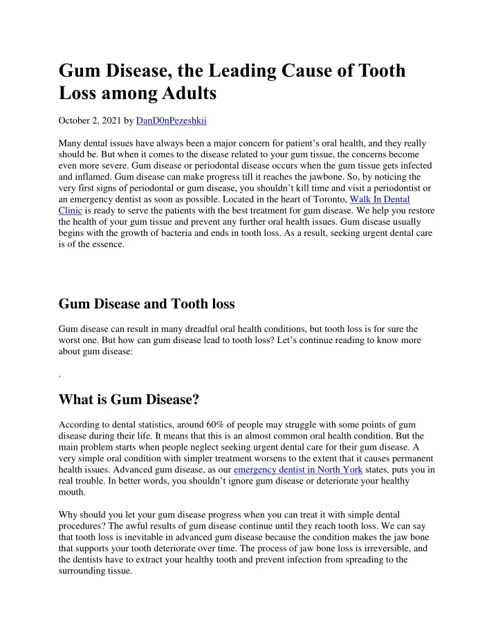 gum disease the leading cause of tooth loss among