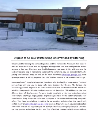 Dispose of All Your Waste Using Bins Provided by LitterBug