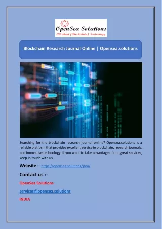 Blockchain Research Journal Online | Opensea.solutions