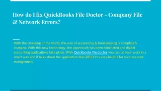 How do I fix QuickBooks File Doctor - Company File & Network Errors_