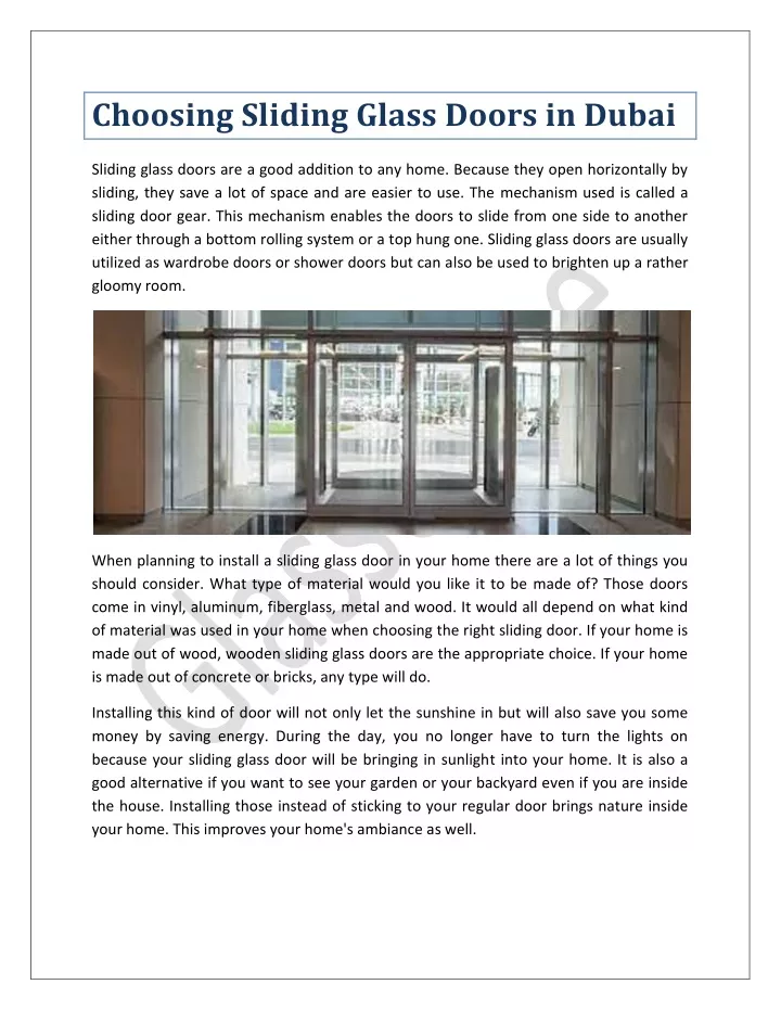 choosing sliding glass doors in dubai