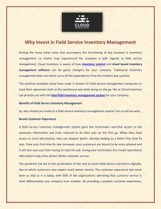 Why invest in Field Inventory Management Systems