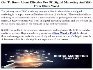 Get To Know About Effective Use Of Digital Marketing And SEO From Oliver Wood