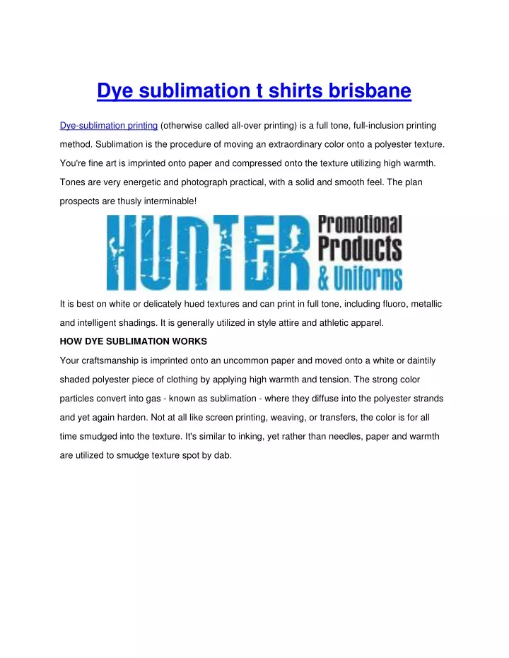 dye sublimation t shirts brisbane