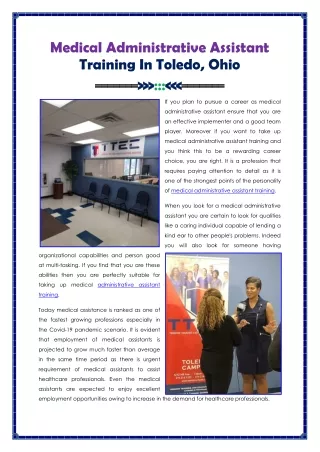 Medical Administrative Assistant Training In Toledo
