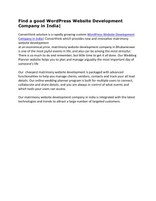 find a good wordpress website development company