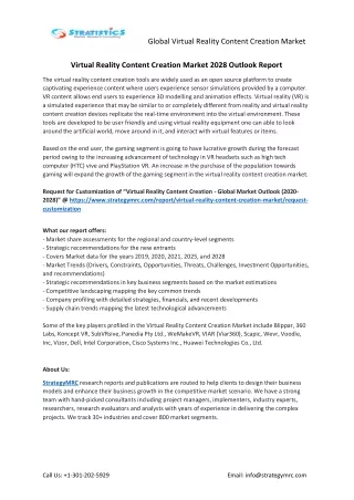 global virtual reality content creation market