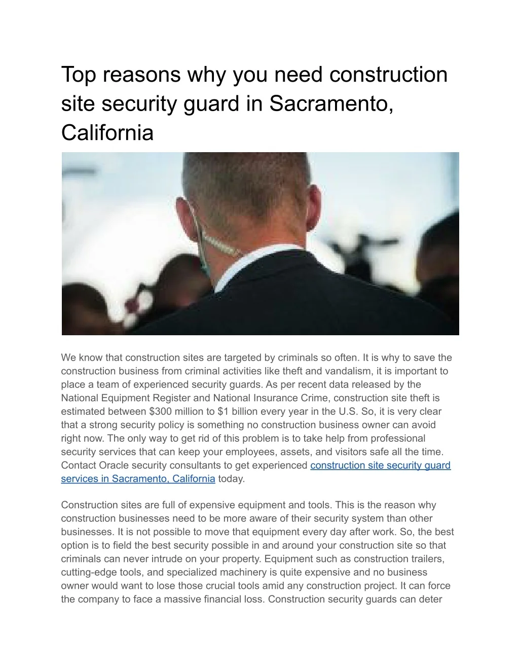 PPT - Top reasons why you need construction site security guard in ...