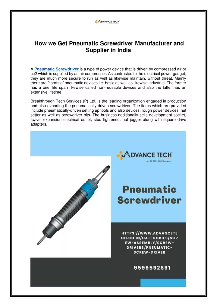 how we get pneumatic screwdriver manufacturer