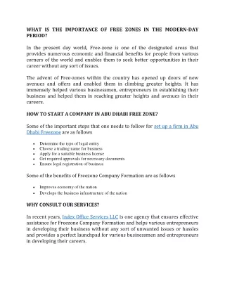 FREEZONES COMPANY FORMATION