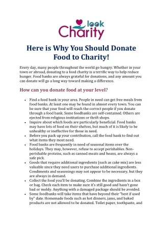 Here is Why You Should Donate Food to Charity