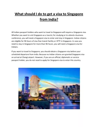 What should I do to get a visa to Singapore from India?