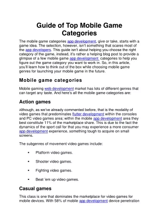 guide of top mobile game categories the mobile