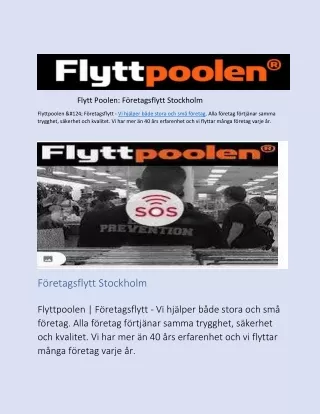flytt poolen f retagsflytt stockholm
