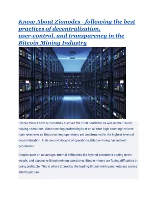 know about zionodes following the best practices