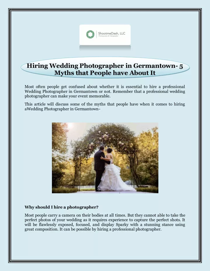 hiring wedding photographer in germantown 5 myths