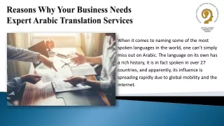 Reasons Why Your Business Needs Expert Arabic Translation Services