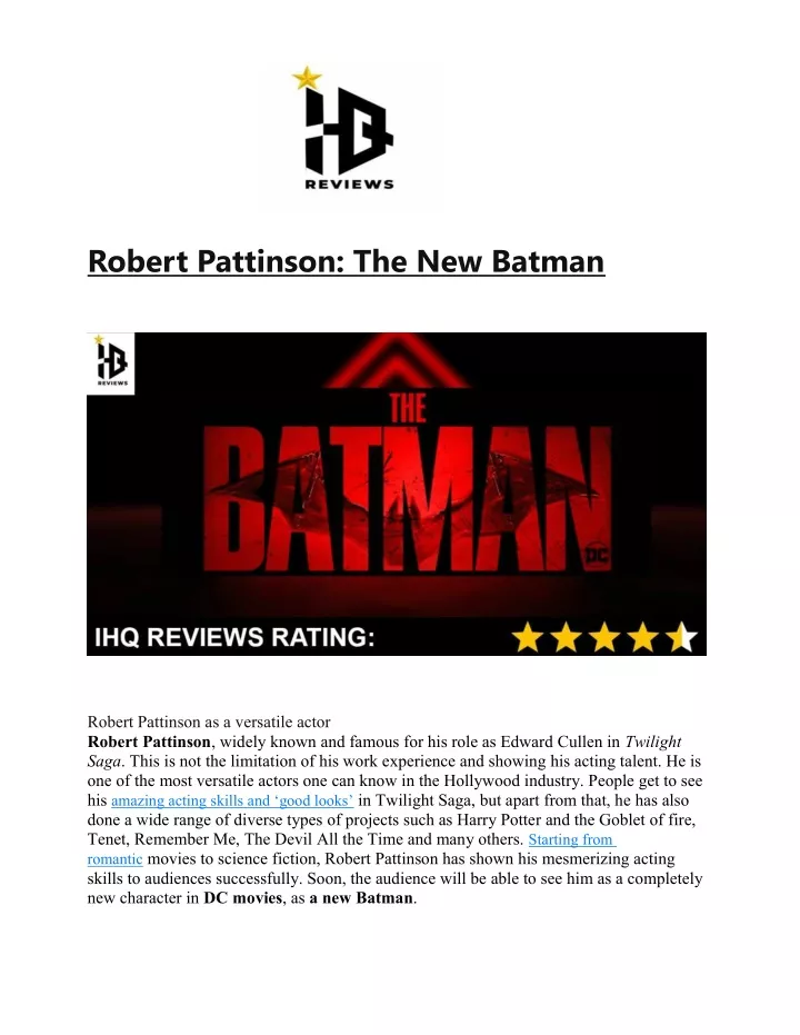 robert pattinson the new batman