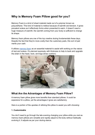 why is memory foam pillow good for you