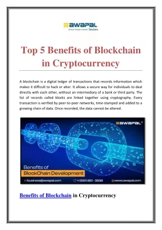 top 5 benefits of blockchain in cryptocurrency
