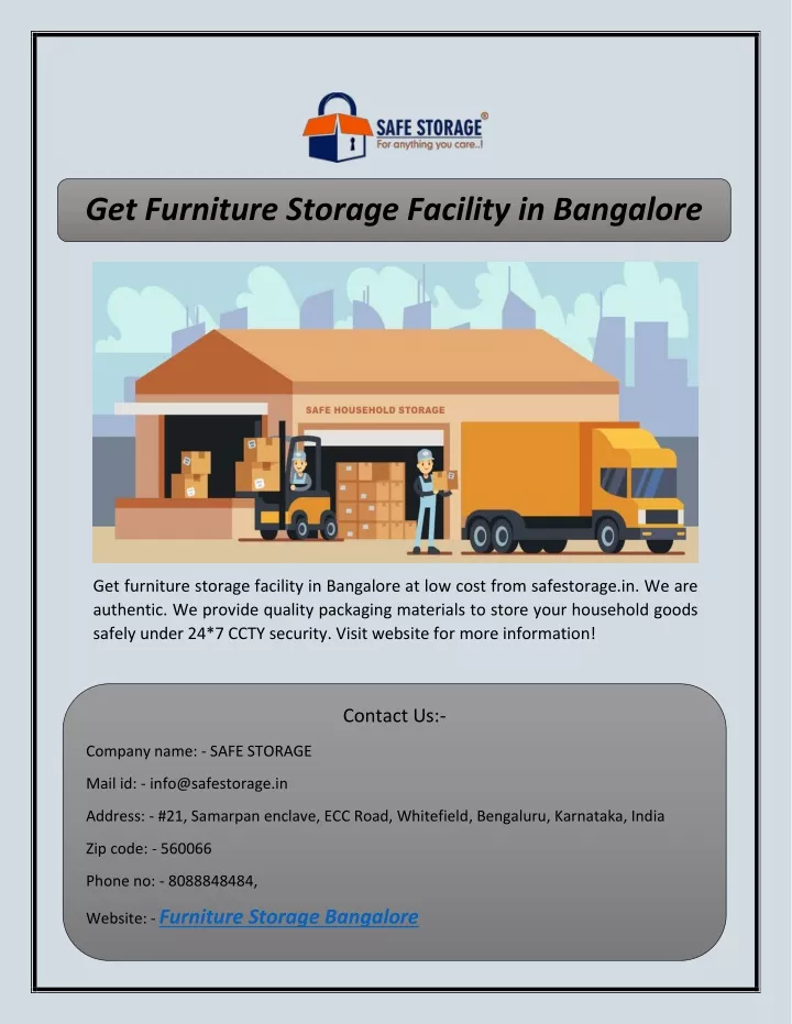 get furniture storage facility in bangalore