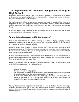the significance of authentic assignment writing