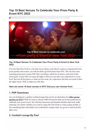 Top 10 Best Venues To Celebrate Your Prom Party amp Event NYC 2022