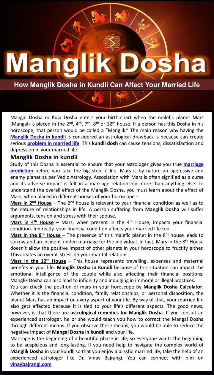 how manglik dosha in kundli can affect your