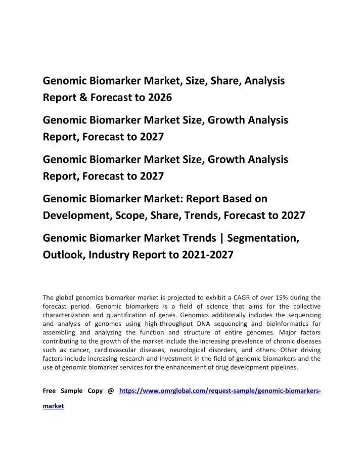 genomic biomarker market size share analysis