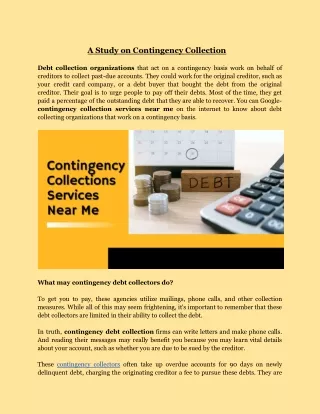 A Study on Contingency Collection