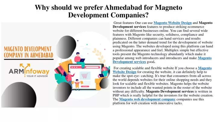 why should we prefer ahmedabad for magneto development companies