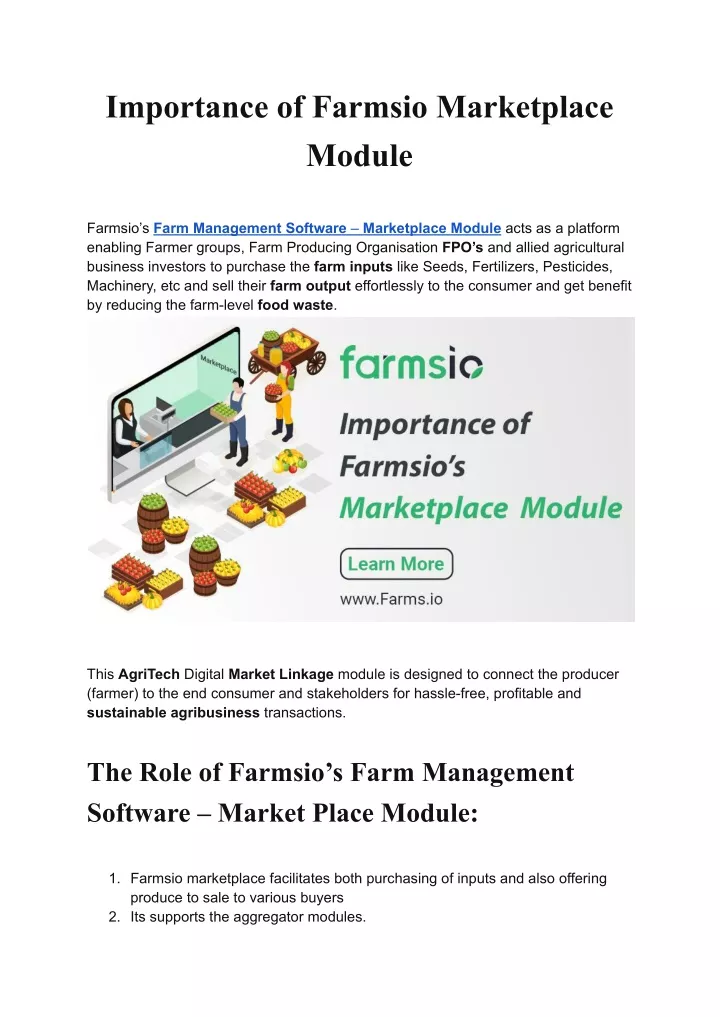 importance of farmsio marketplace module