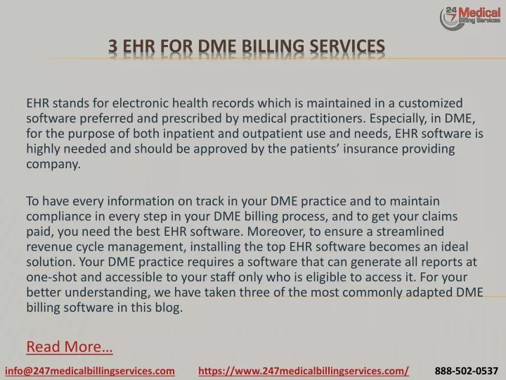 3 ehr for dme billing services