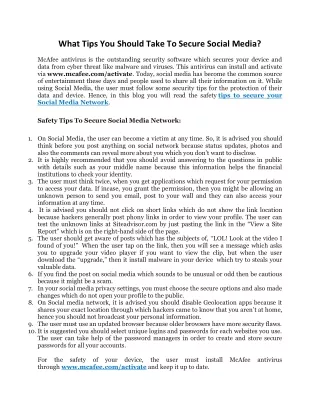 what tips you should take to secure social media