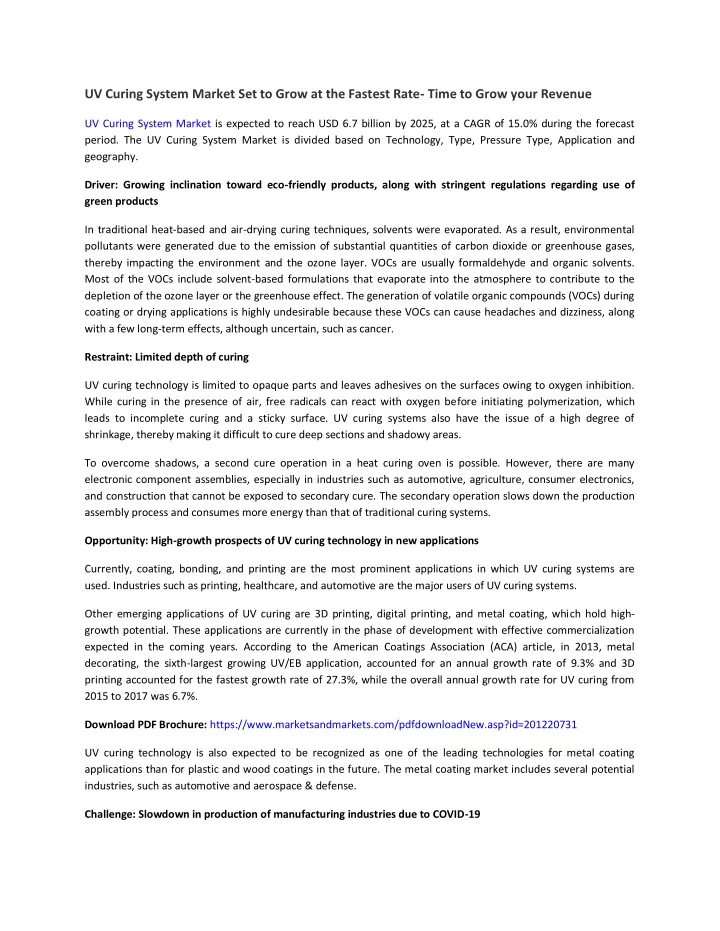 uv curing system market set to grow