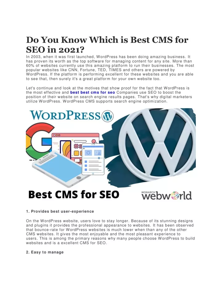 do you know which is best cms for seo in 2021