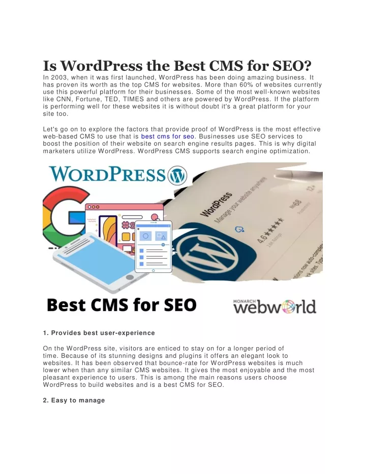 is wordpress the best cms for seo in 2003 when