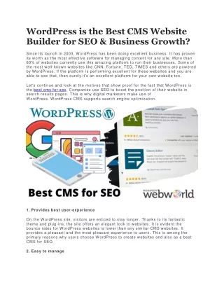 WordPress is the Best CMS Website Builder for SEO & Business Growth