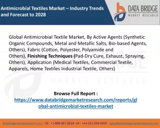 Global Antimicrobial Textiles Market – Industry Trends and Forecast to 2028