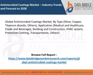 Global Antimicrobial Coatings Market – Industry Trends and Forecast to 2028