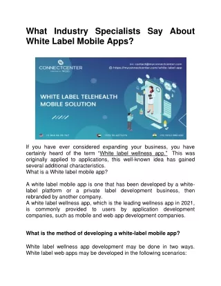 What Industry Specialists Say About White Label Mobile Apps