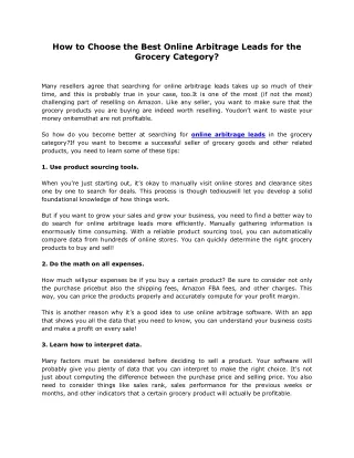 How to Choose the Best Online Arbitrage Leads for the Grocery Category