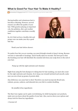 What Is Good For Your Hair To Make It Healthy