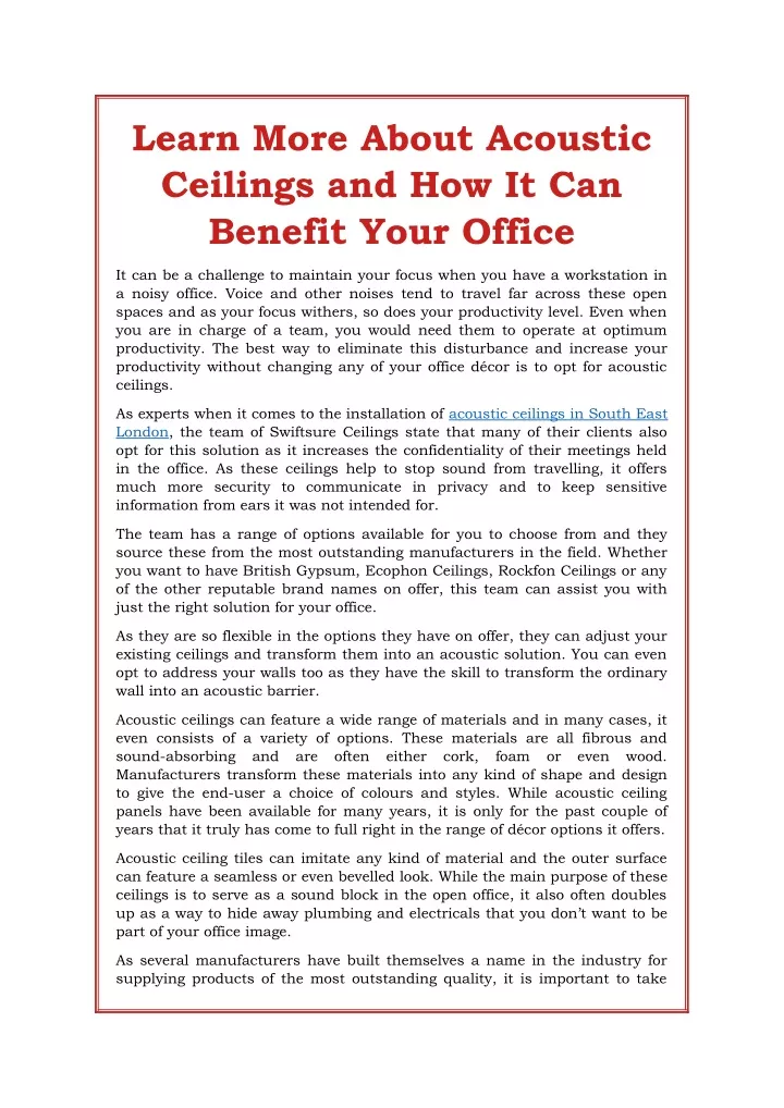 learn more about acoustic ceilings