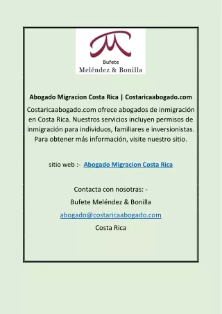 Abogado Migracion Costa Rica | Costaricaabogado.com
