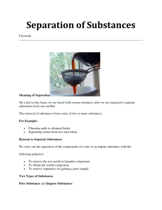 separation of substances