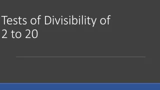 Tests of Divisibility of 2 to 20