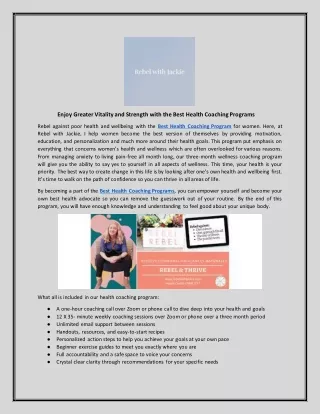 Best Health Coaching Programs